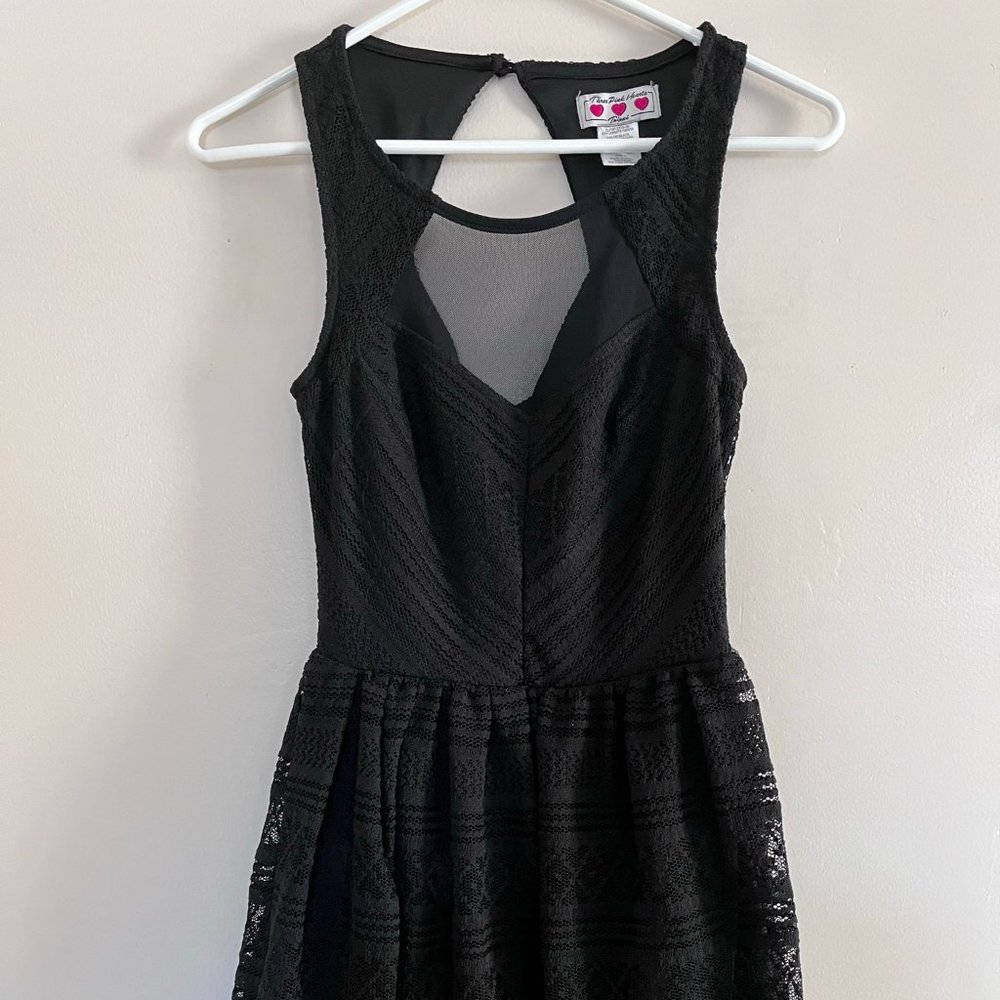 Little Black Dress with Lace Neckline